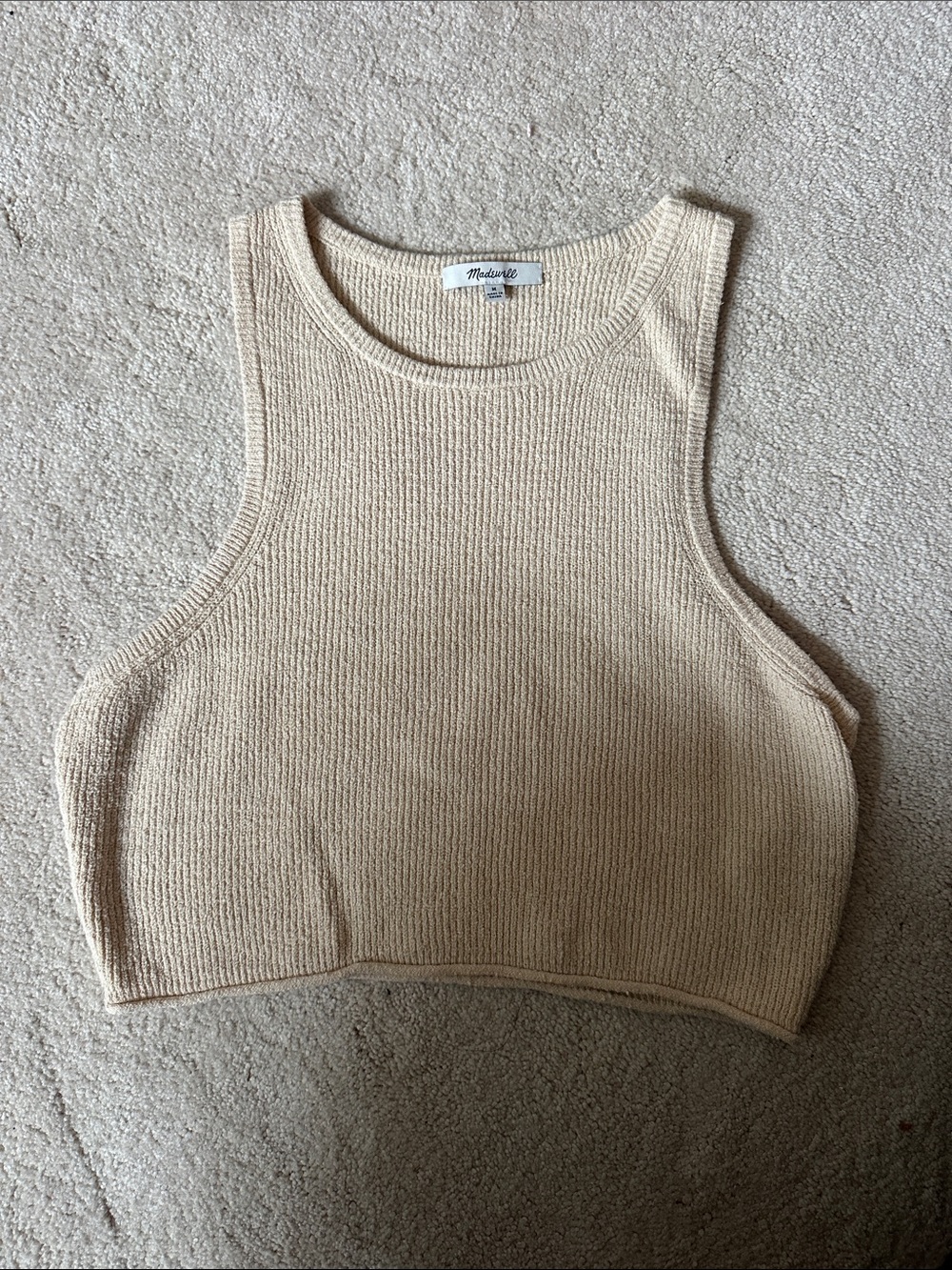 Madewell Knit Cropped Tank in Beige